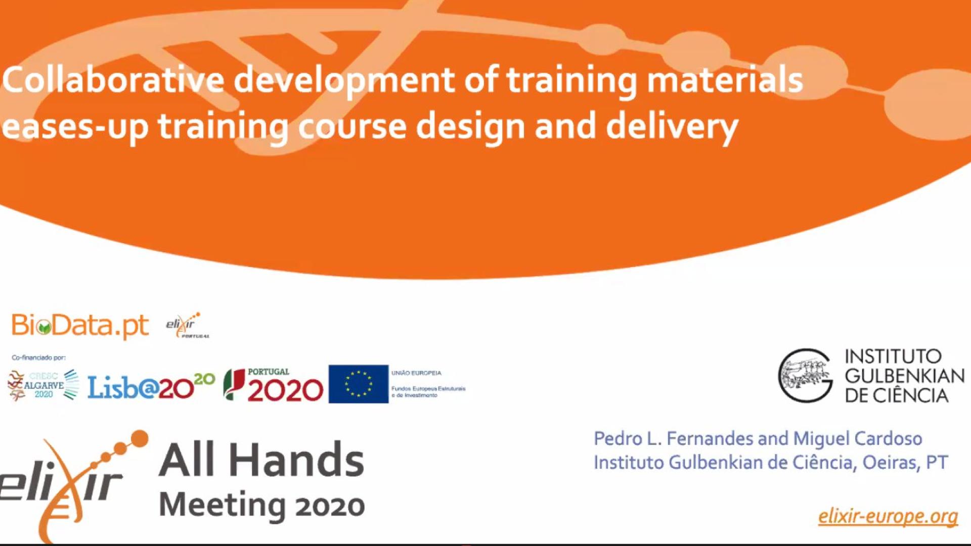 Collaborative development of training materials eases-up training course design and delivery