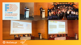 Images of participants interacting and sharing ideas during the 11th Fórum GDI conference at the Instituto Politécnico de Viseu.