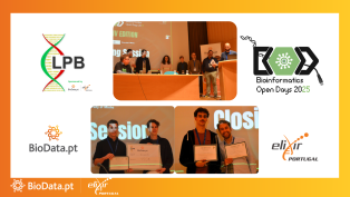 Students receiving LPB certificates and prizes at Bioinformatics Open Days 2025 in Braga; BioData.pt-sponsored event highlighting international collaboration with winners from Slovenia, Portugal, and the UK
